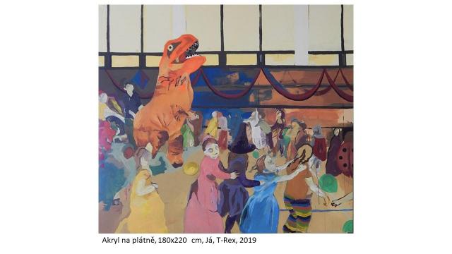Karolína Kulhavá, Já, T-Rex, 2019, akryl na plátně, 180 x 220 cm – do 06/2026