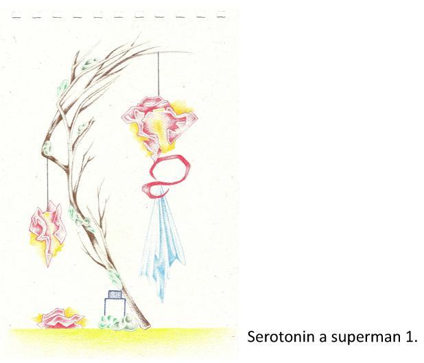 Daniela Ponomarevová, Serotonim a superman 1., kresba, 14,5 x 21 cm - do 6/2026
