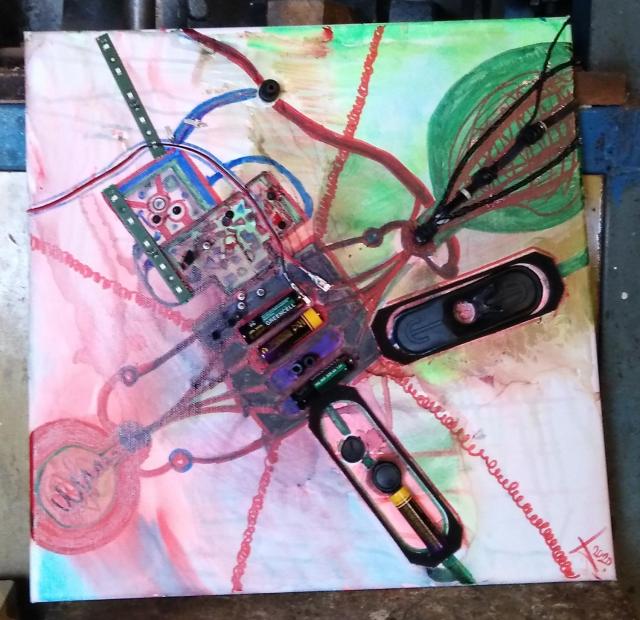 Karol Toman, I´m robot and this is my heart 4, kombi technika, 40 x 40 cm, do 06/25